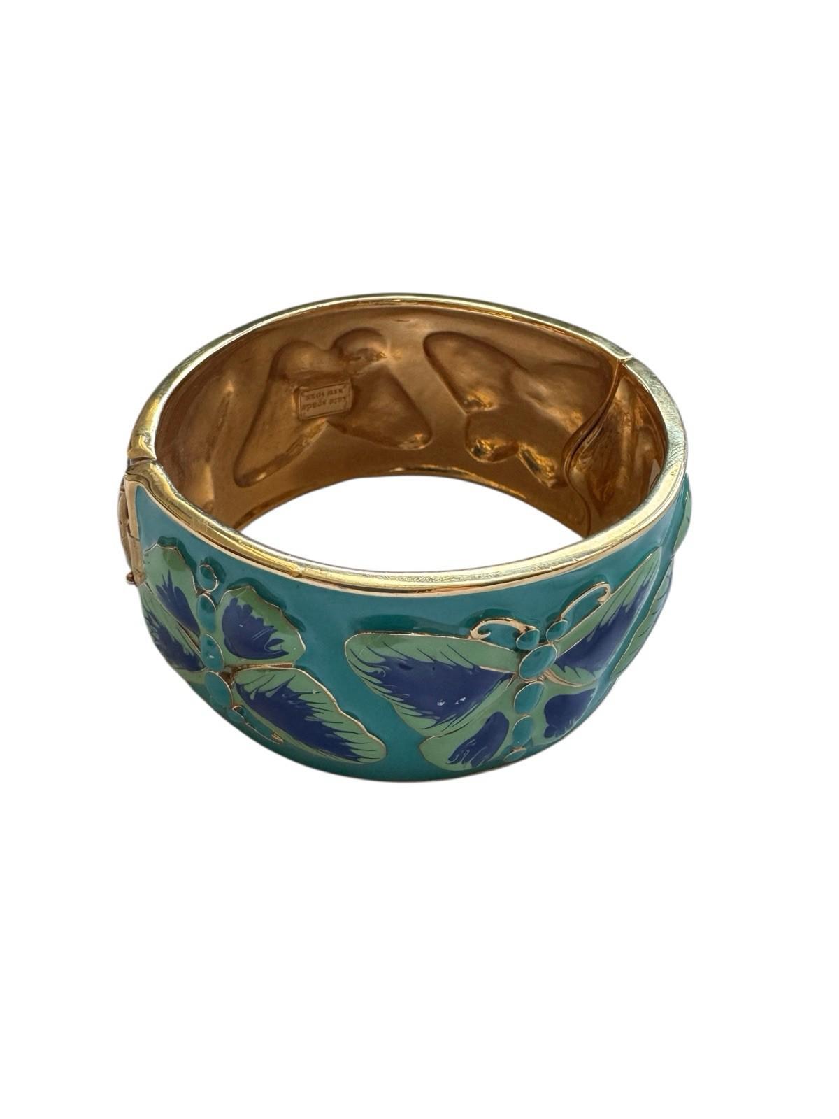 Vintage Kate Spade Blue Butterfly Hinged Cuff Bracelet NOS ORV $225