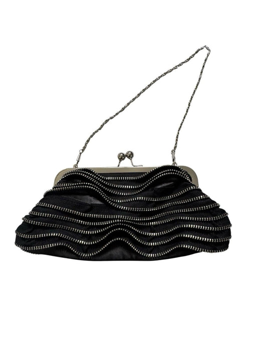 Zipper Pocketbook Evening Bag Cocktail Dress Accessory Black Chain Handle