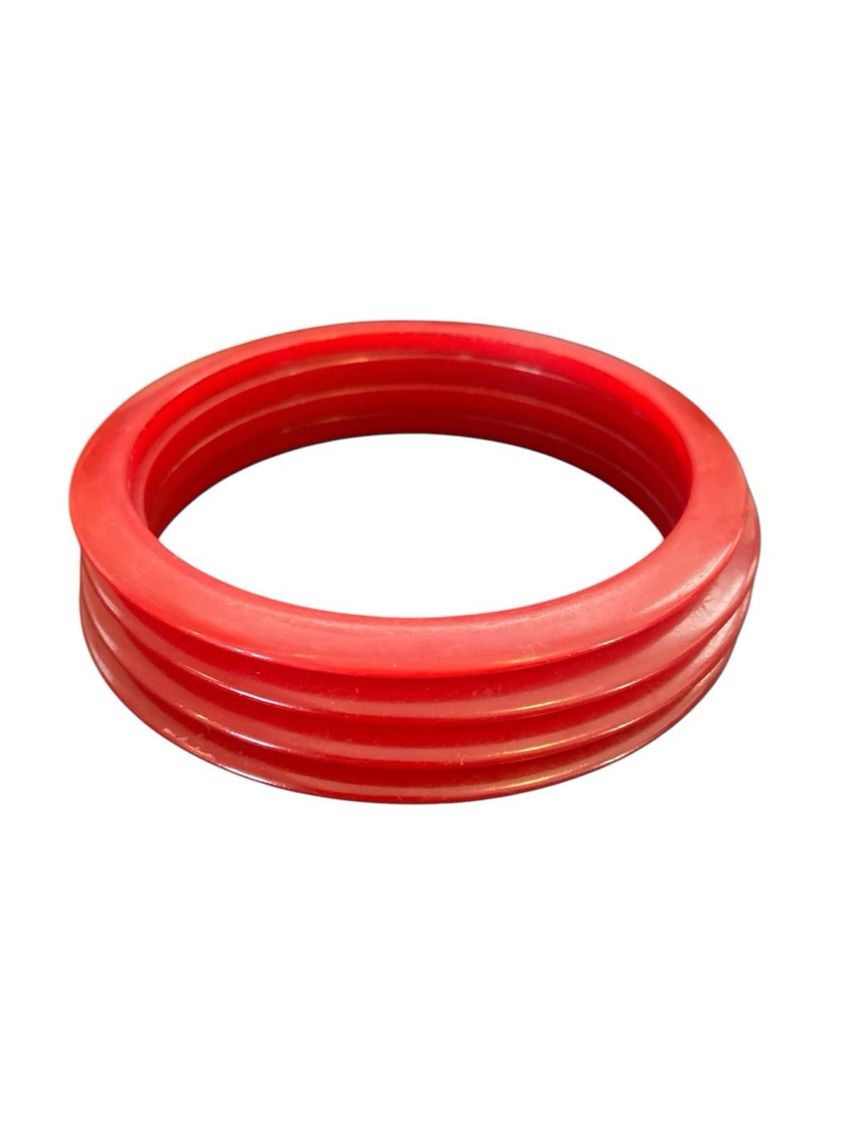 FOUR Vintage Bakelite Red Stackable Spacer Bangle Bracelets Cherry Red Art Deco