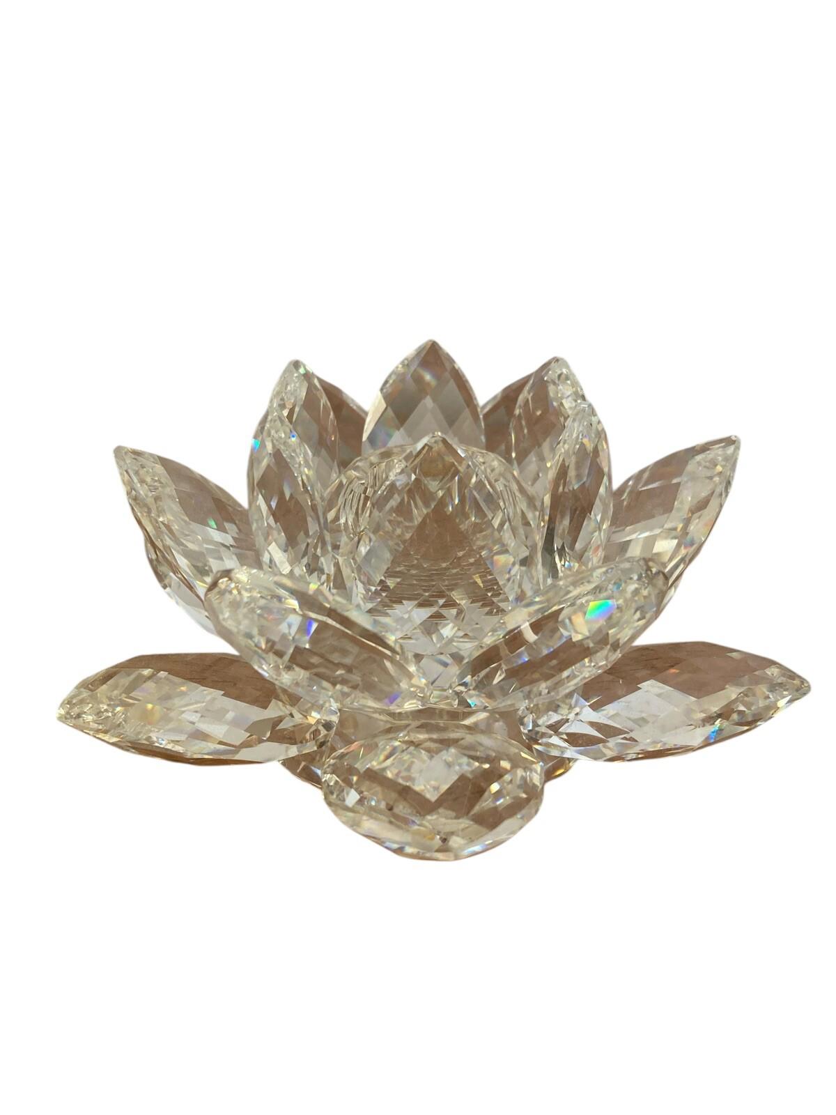 Swarovski Large Lotus Flower Crystal Glass Spiritual Flower Figurine Austria