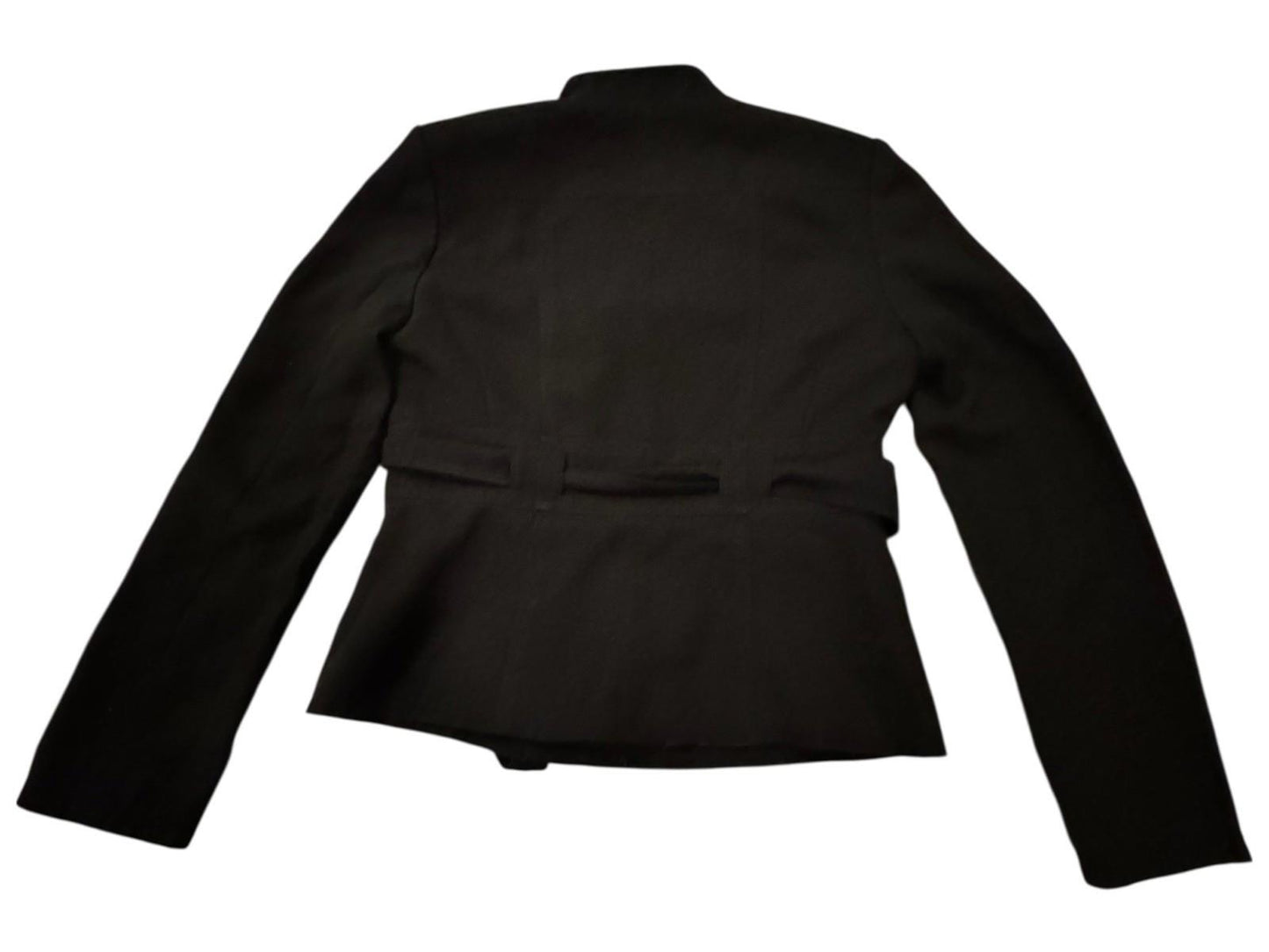 Calvin Klein Suit Jacket Belted Blazer Black With Purple Lining Size 6