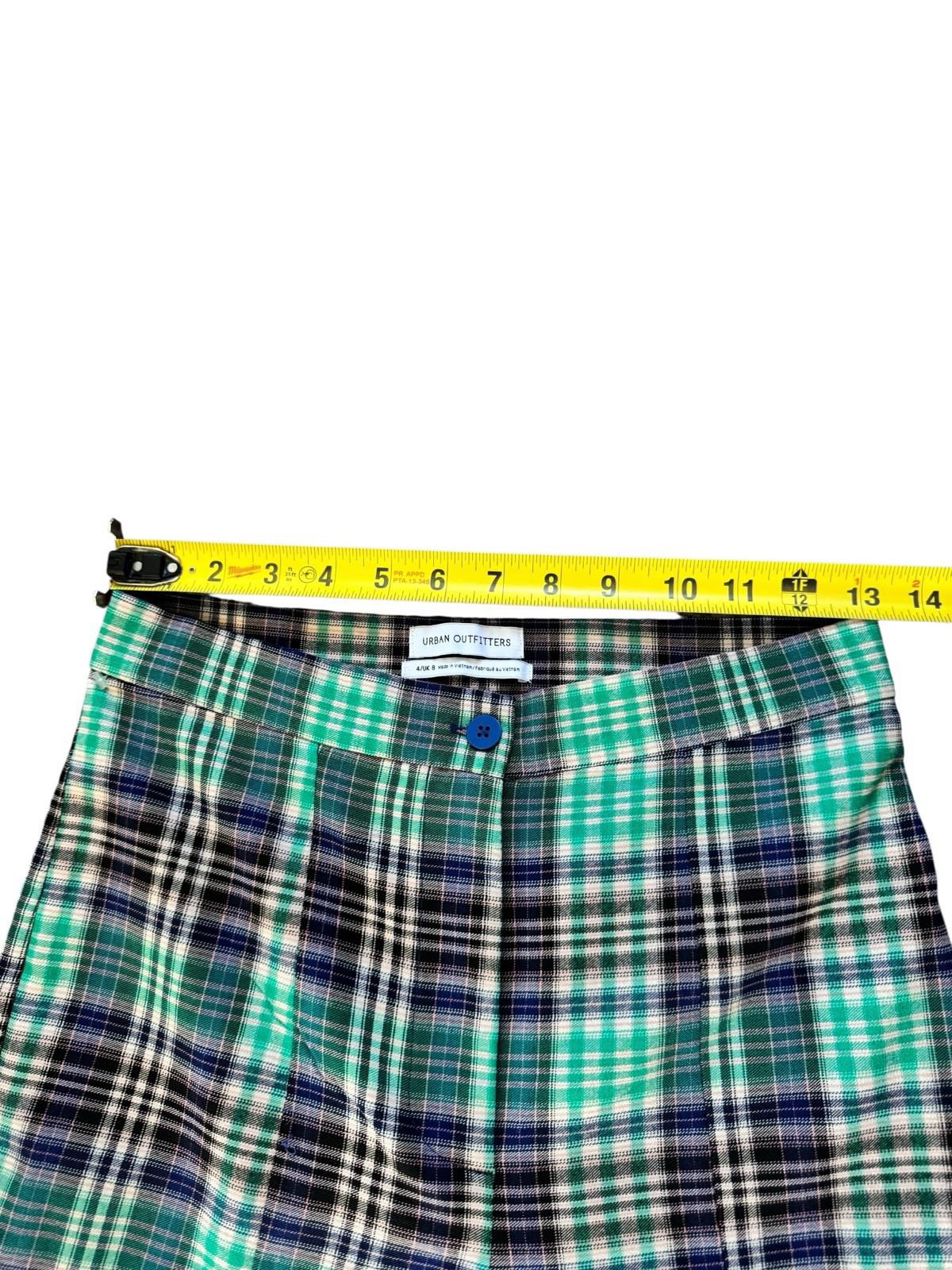 Urban Outfitters Size 4 Pants Plaid Retro Wide Slit Leg Teal Blue Black S BNWT