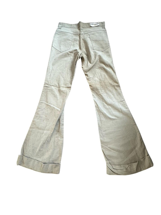 1970s Vintage Women Tan Pants Beige Corduroy Bell Bottom Flair Disco Jeans 31x34