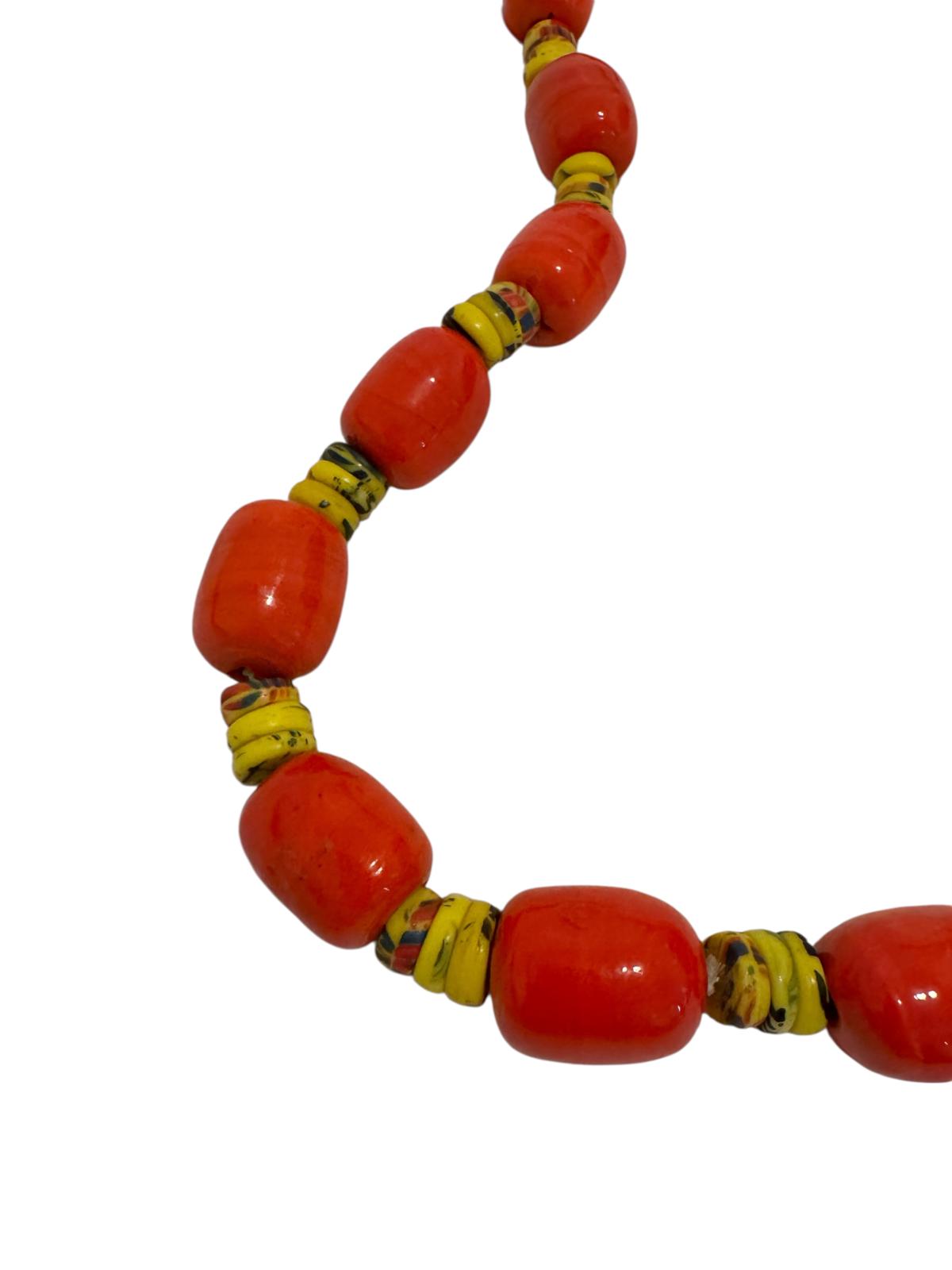 Vintage Large Ghana Kiffa Trade Bead Necklace Circa 1960s