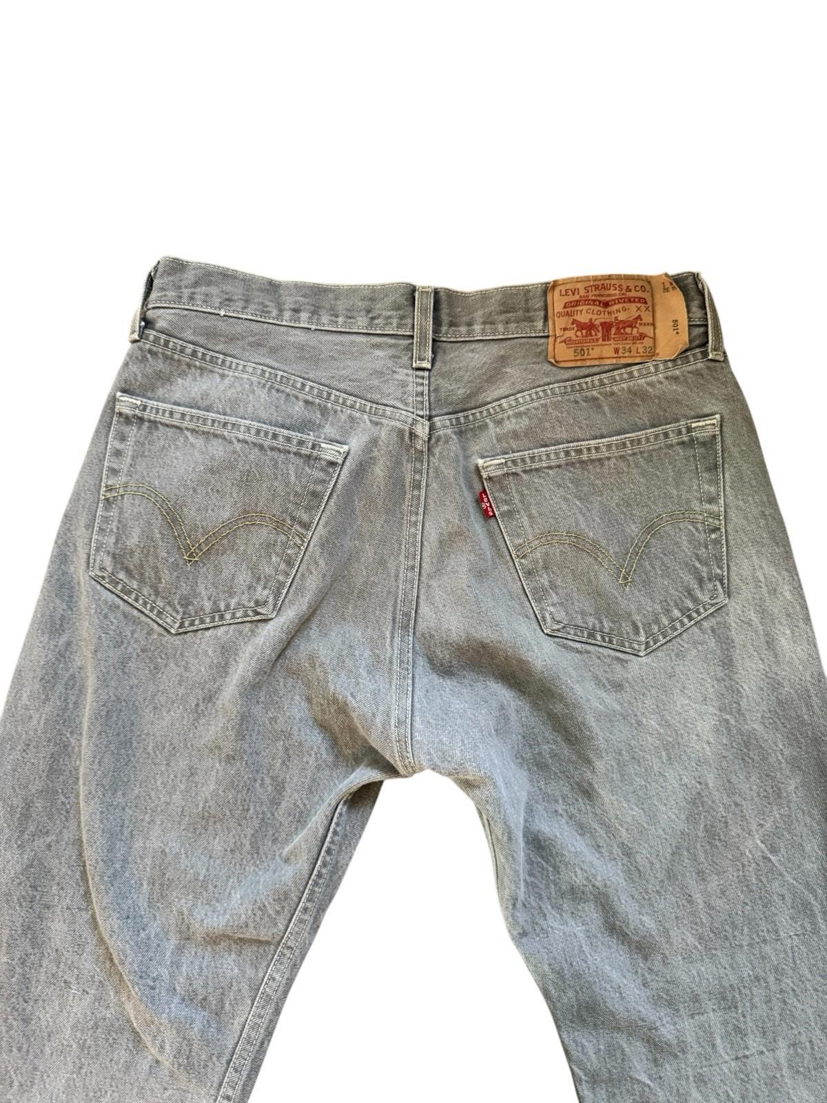 Vintage Mens Levis 501 Button Jeans Fly 34 x 32 Grey Near Perfect