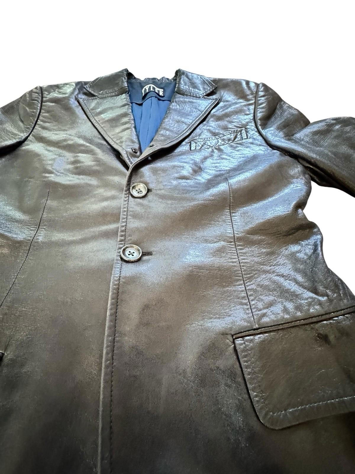 Richard Tyler Couture Black Three Button Leather Jacket Coat Size S/M