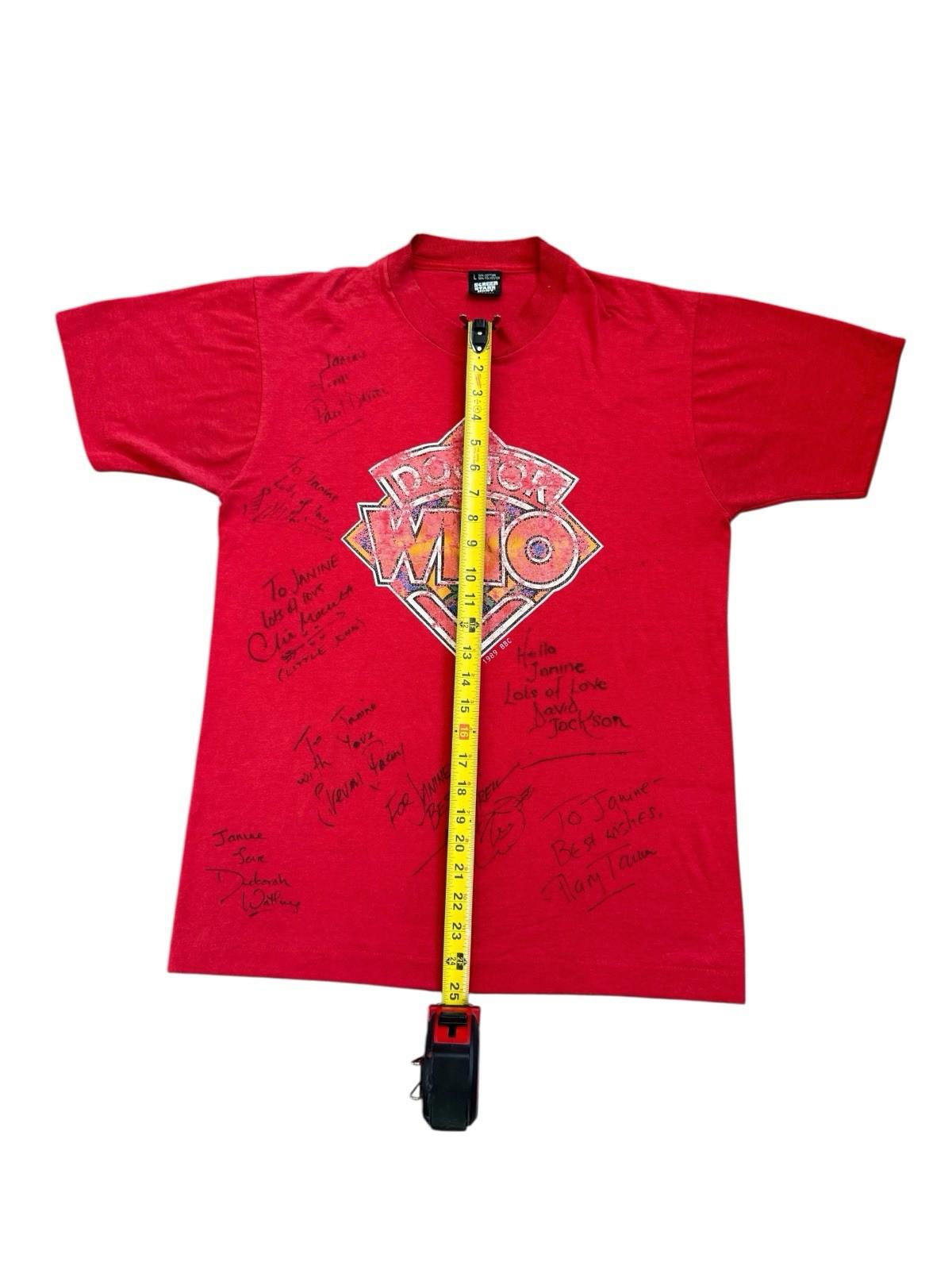 Signed Vintage 1989 BBC Doctor Who Tee T-Shirt Red Mens Large Cancel Year