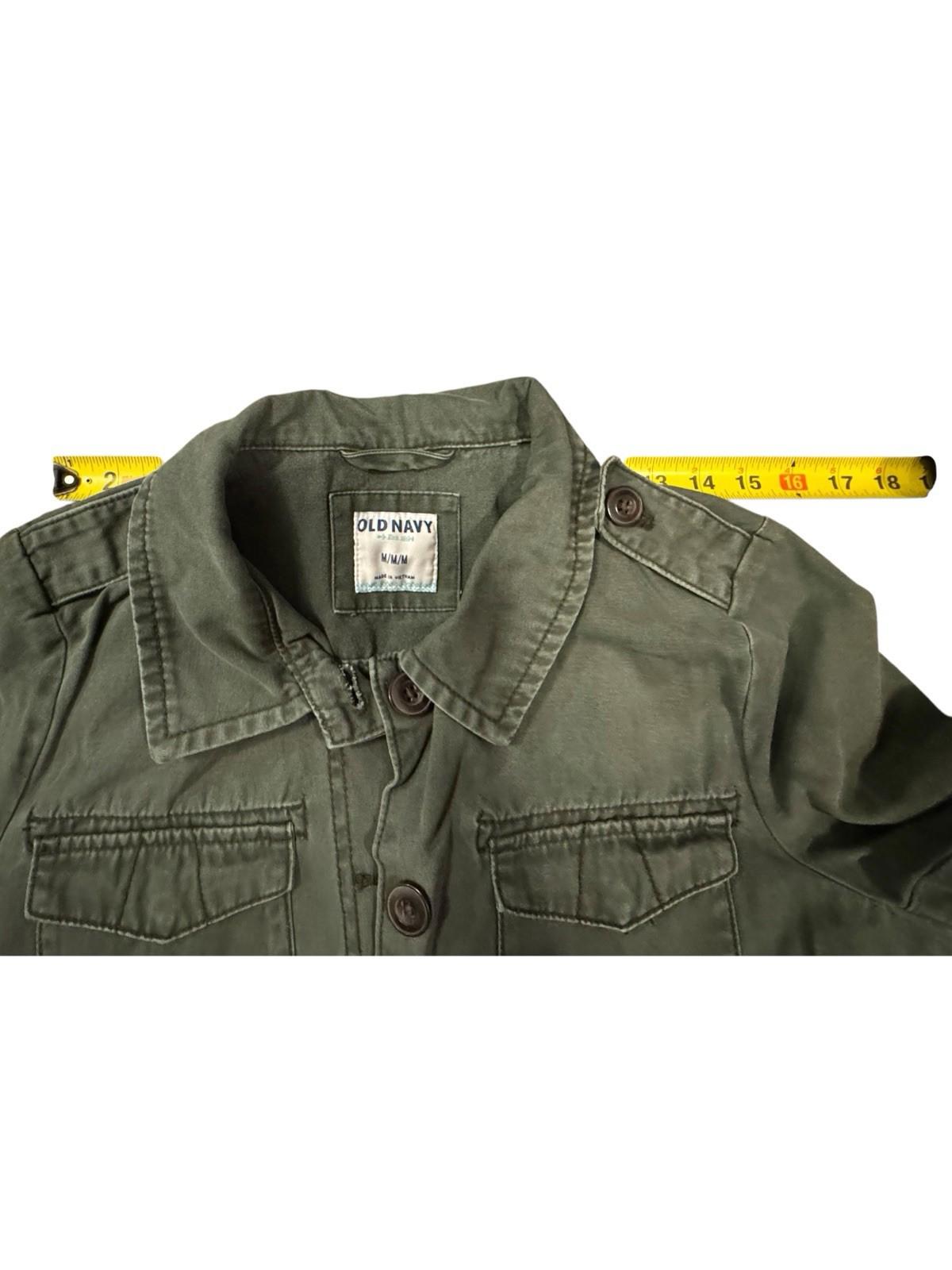 Old Navy Jacket Medium Utility Canvas Military Field Army Olive Long