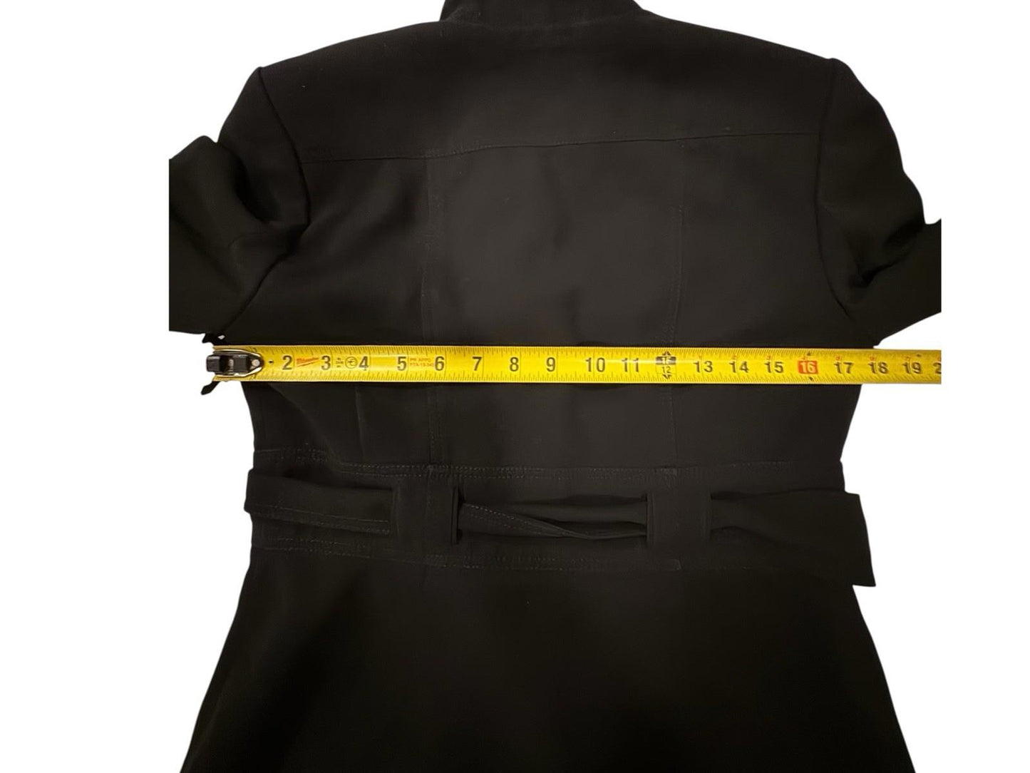 Calvin Klein Suit Jacket Belted Blazer Black With Purple Lining Size 6