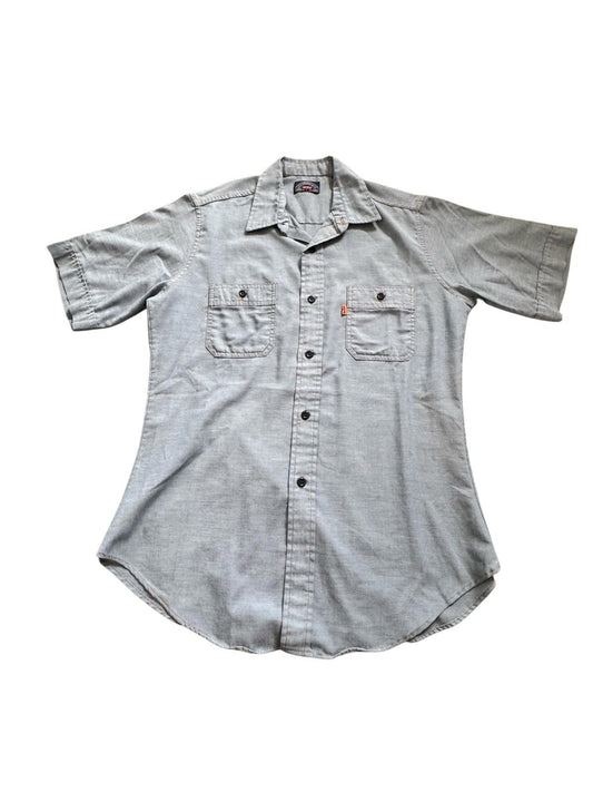 Levis Jeans Vintage 1970's Orange Tab Mens Short Sleeve Button Down Work Shirt L
