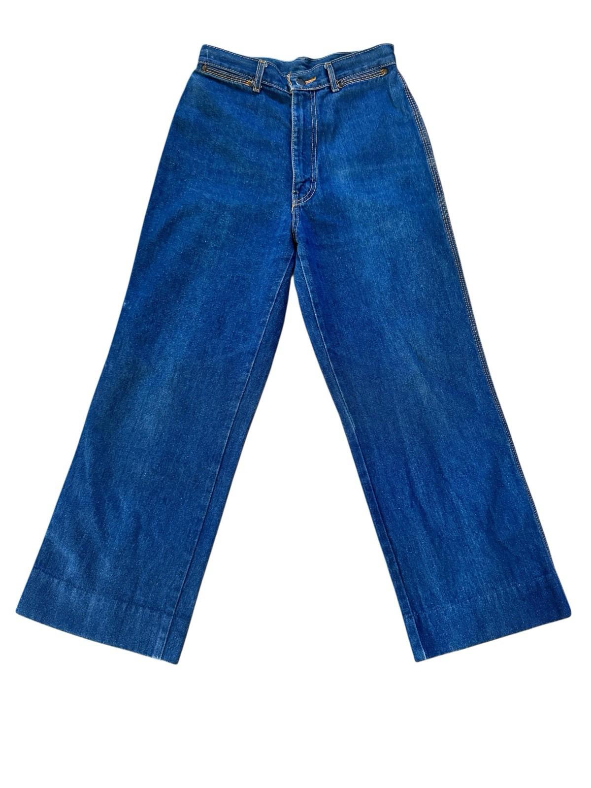 Vintage Britannia Jeans Wide Leg Sailor Pocket Denim Flare Blue Jeans Womens 10