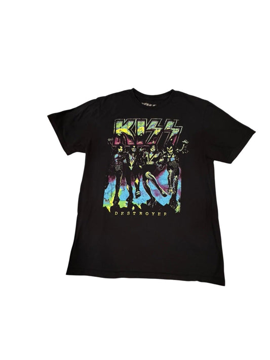 KISS Rock Music Tshirt T-Shirt Tee Shirt Mens M Rock-N-Roll Psychedelic Colors