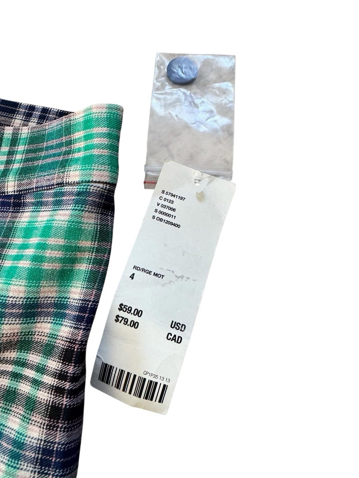 Urban Outfitters Size 4 Pants Plaid Retro Wide Slit Leg Teal Blue Black S BNWT