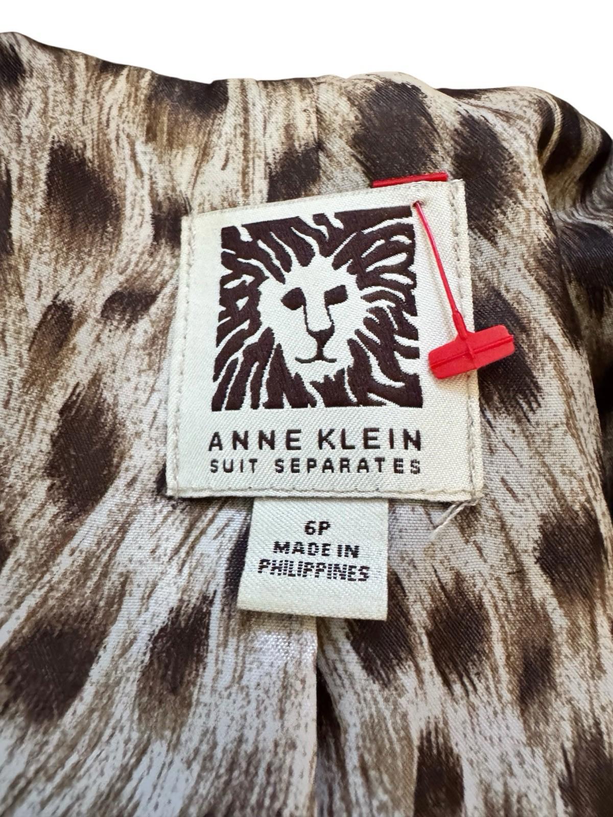 Anne Klein Blazer Suit Separates Jacket With Leopard Print Lining Size 6 Petite