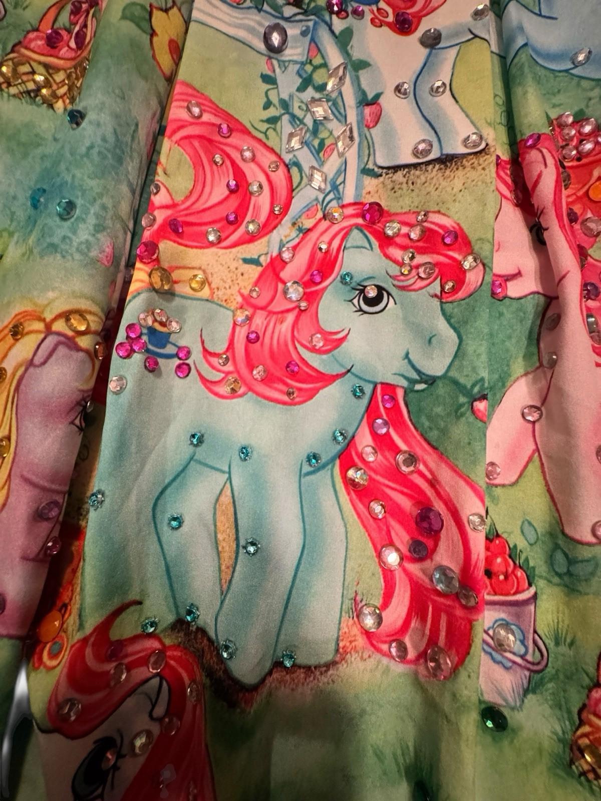 Iron Fist BEDAZZLED My Little Pony Dolls Mini Dress Colorful Drag Kawaii OOAK XL