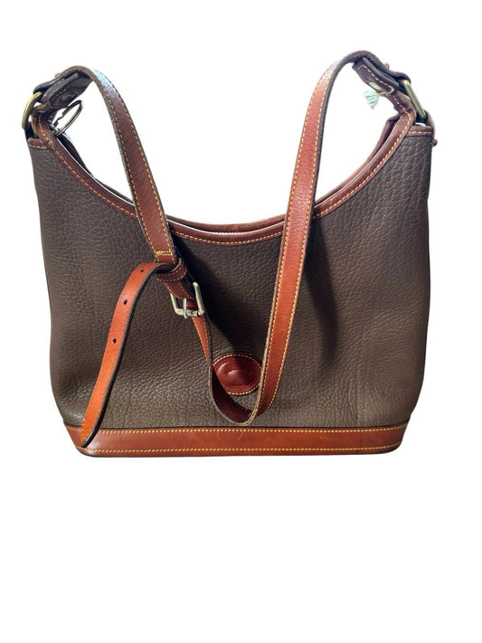 True Vintage Dooney And Bourke Brown Leather Satchel Handbag Pocketbook Bag