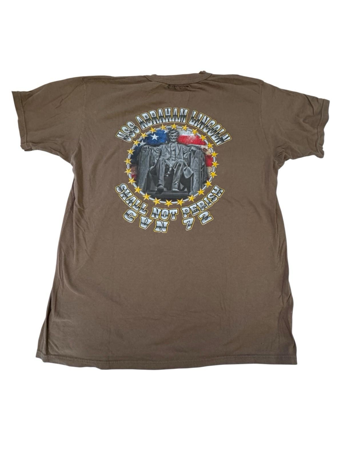 Military Navy Abraham Lincoln Aircraft Carrier Men's Tshirt Ship Tee Vintage L