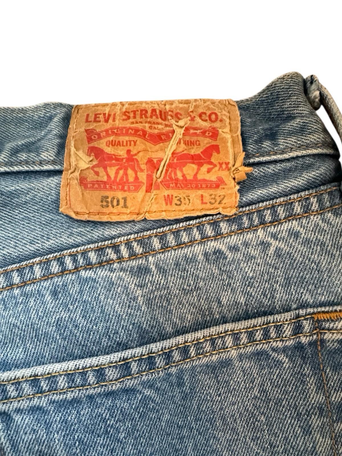 Vintage Mens Levis 501 Button Jeans Fly 35 x 32