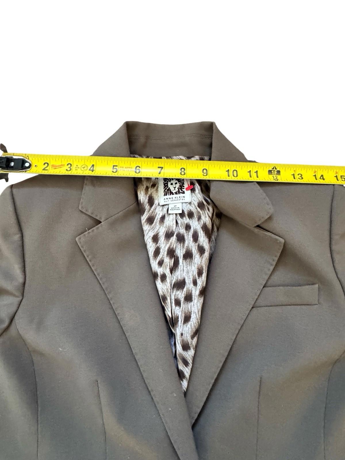 Anne Klein Blazer Suit Separates Jacket With Leopard Print Lining Size 6 Petite