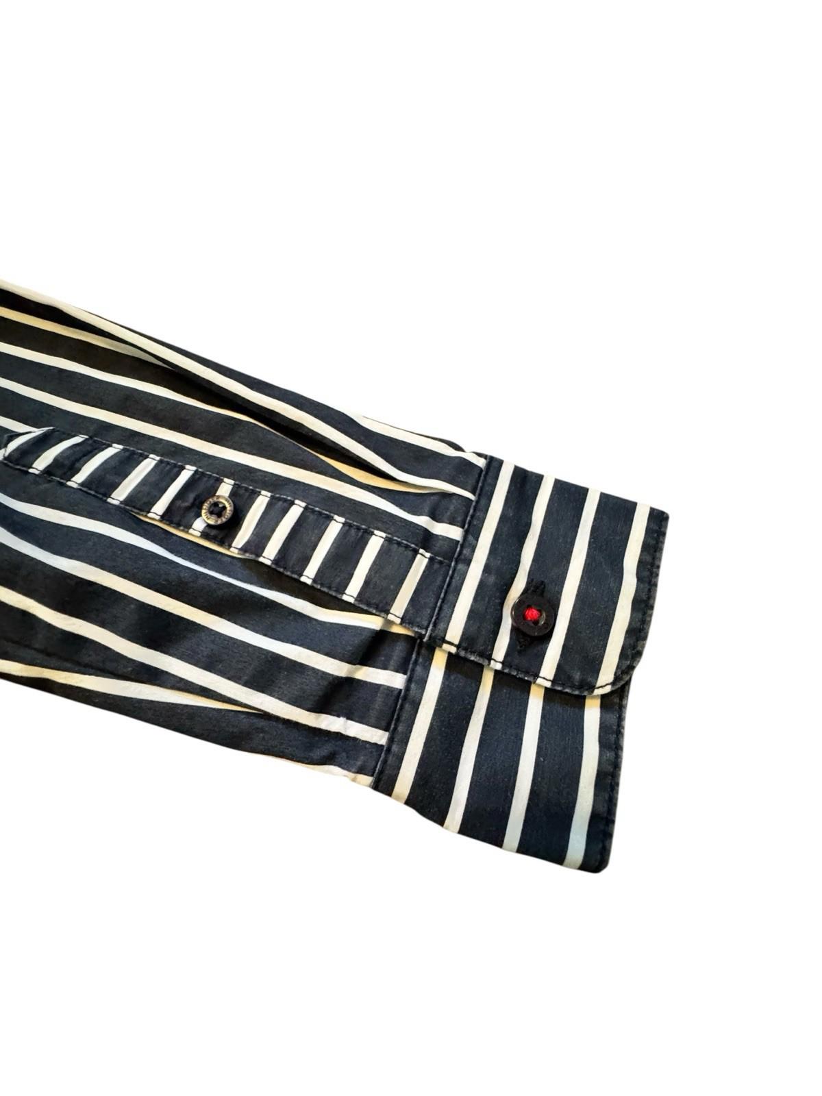 Tommy Hilfiger H Logo Blue Striped Button Down Men's Shirt Size XXS
