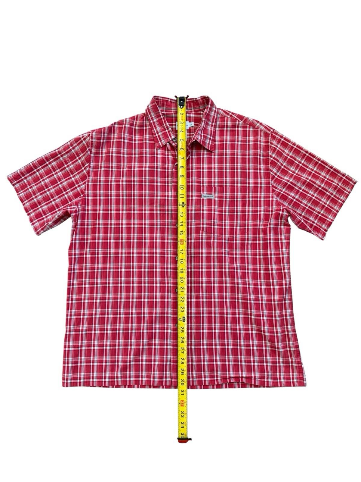 Calvin Klein Jeans Red Check Men's Button Down Shirt Large One Chipped Button