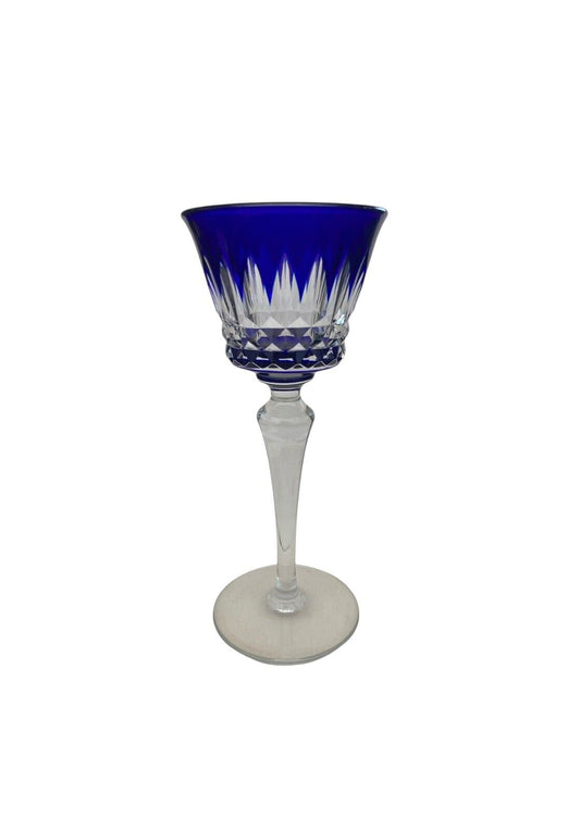 1930s Baccarat Crystal Buckingham Hand Blown Cut Blue Glass