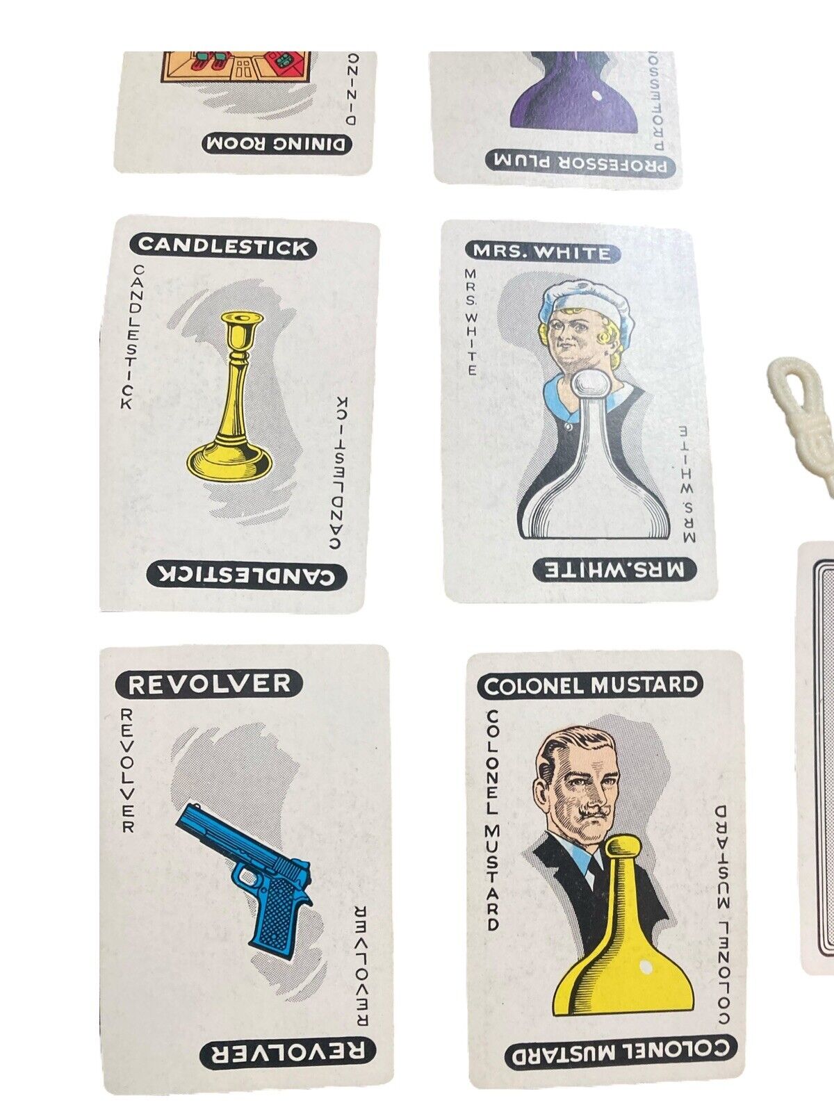 1963 Clue Board Game Pieces Cards Candlestick Wrench Pipe Revolver Rope Knife