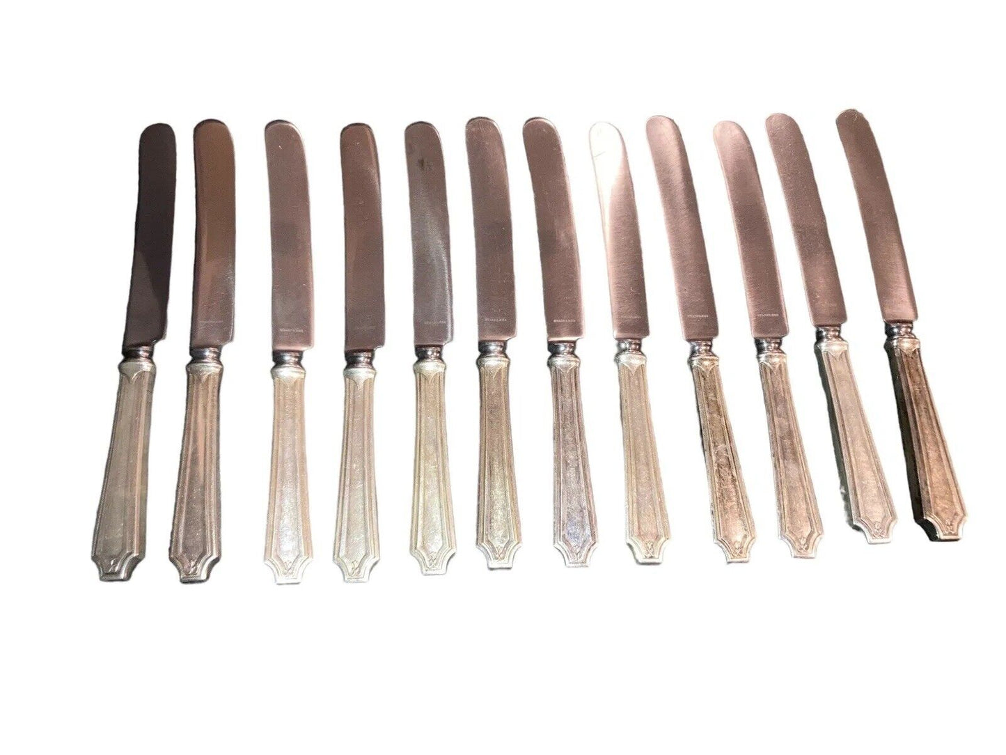 12 Whiting King Albert Sterling Silver Old French Knives Knife Set of 12