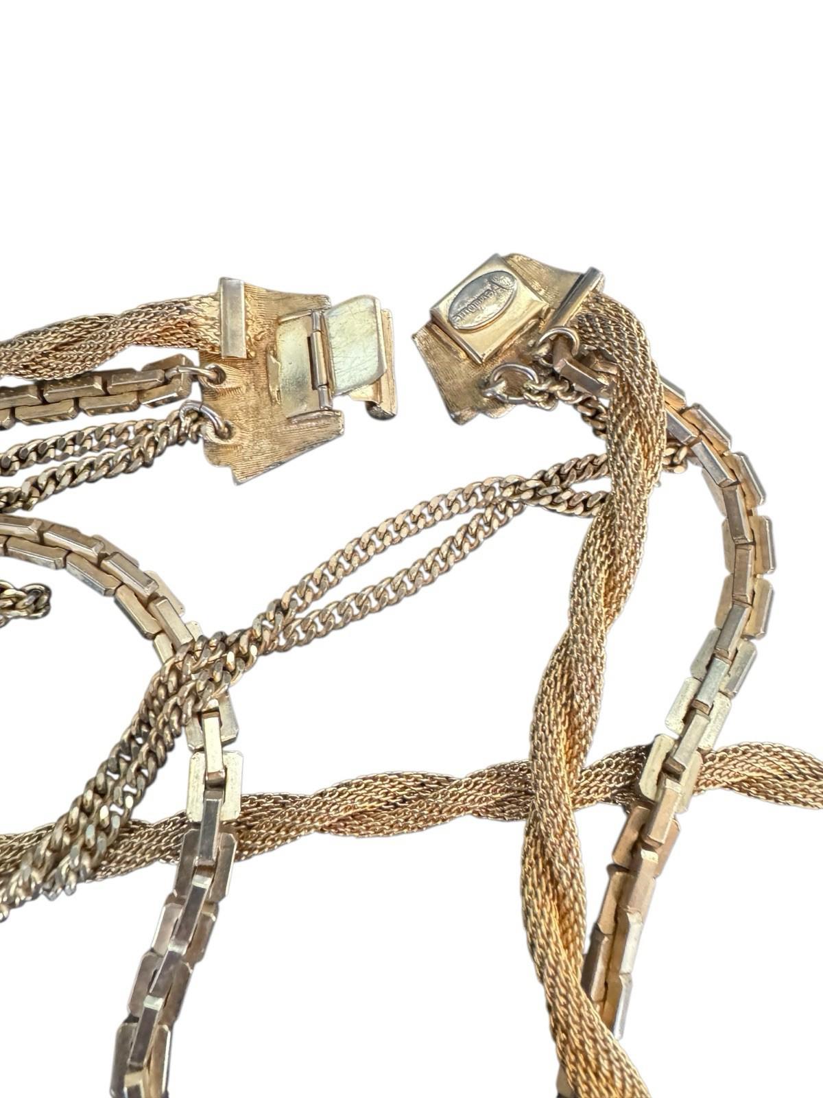 VENDOME LARGE DESIGNER HEAVY FOUR CHAIN GOLD TONE COSTUME NECKLACE