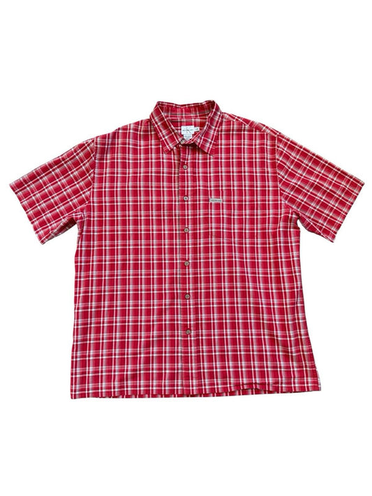 Calvin Klein Jeans Red Check Men's Button Down Shirt Large One Chipped Button