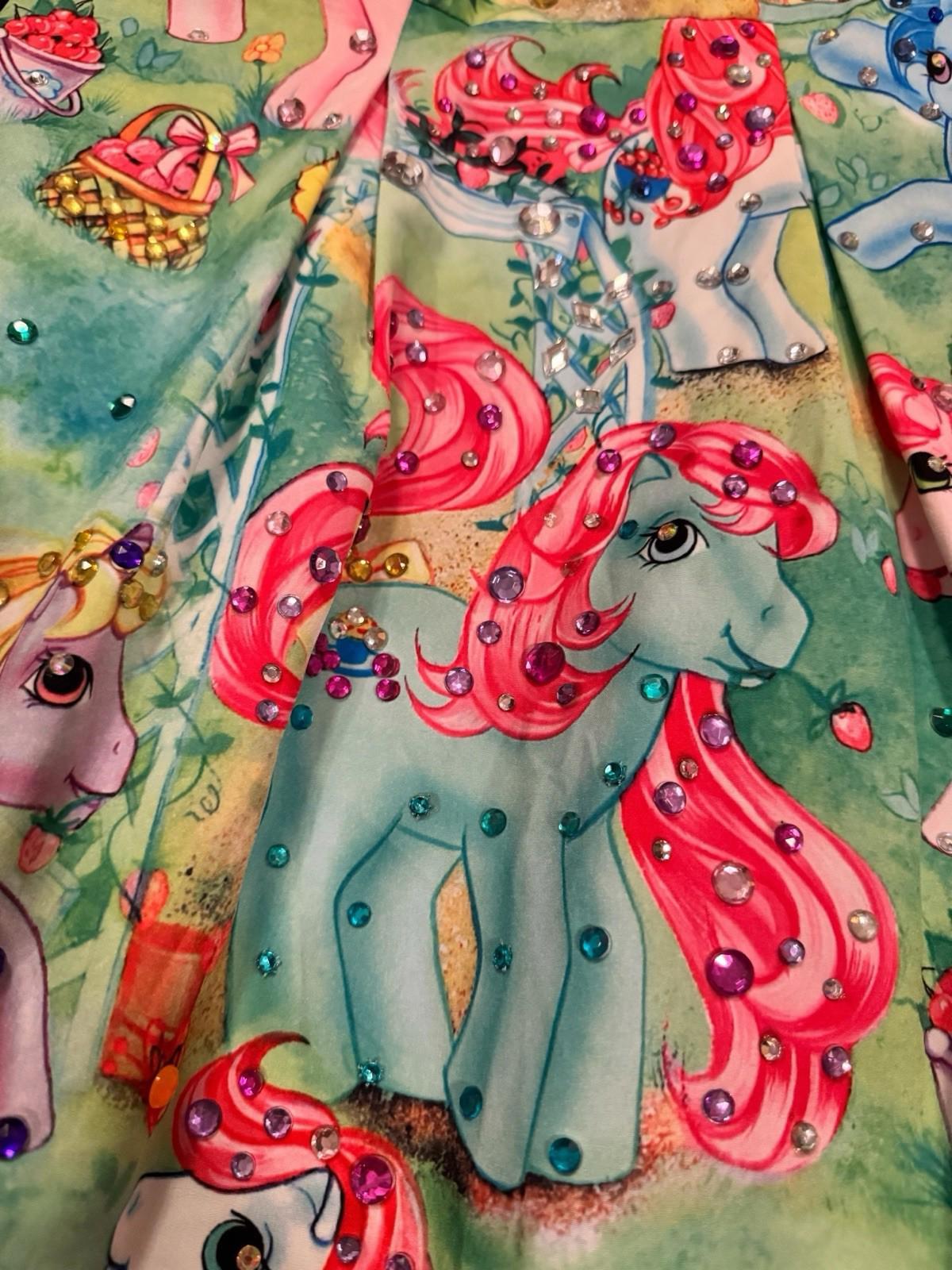 Iron Fist BEDAZZLED My Little Pony Dolls Mini Dress Colorful Drag Kawaii OOAK XL