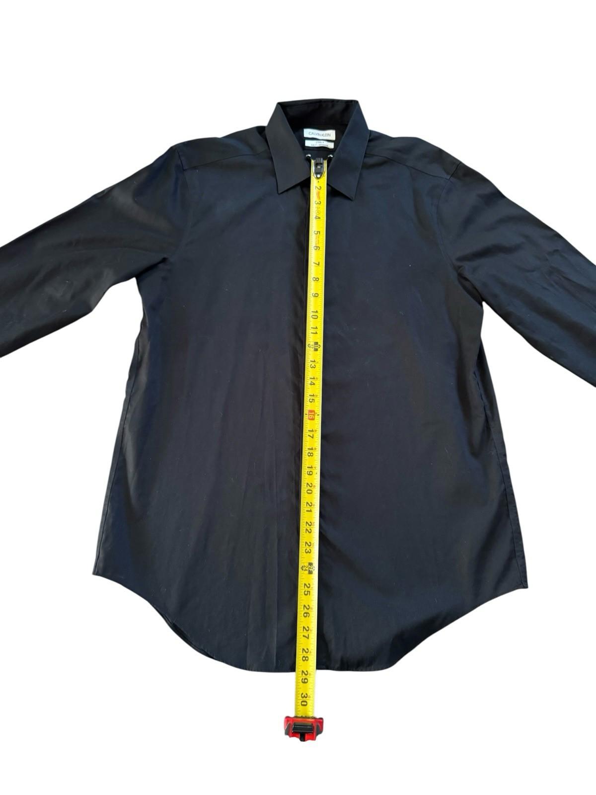 Calvin Klein Steel + Black Herringbone Men's Button Down Shirt 16 Slim Fit 34/35