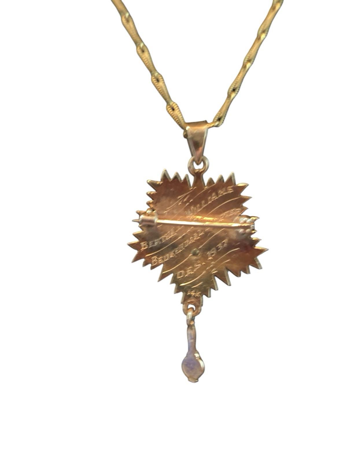 14K Gold Sorority Fraternal Pendant 1/20 12K Gold Necklace 1937 Beukendaal