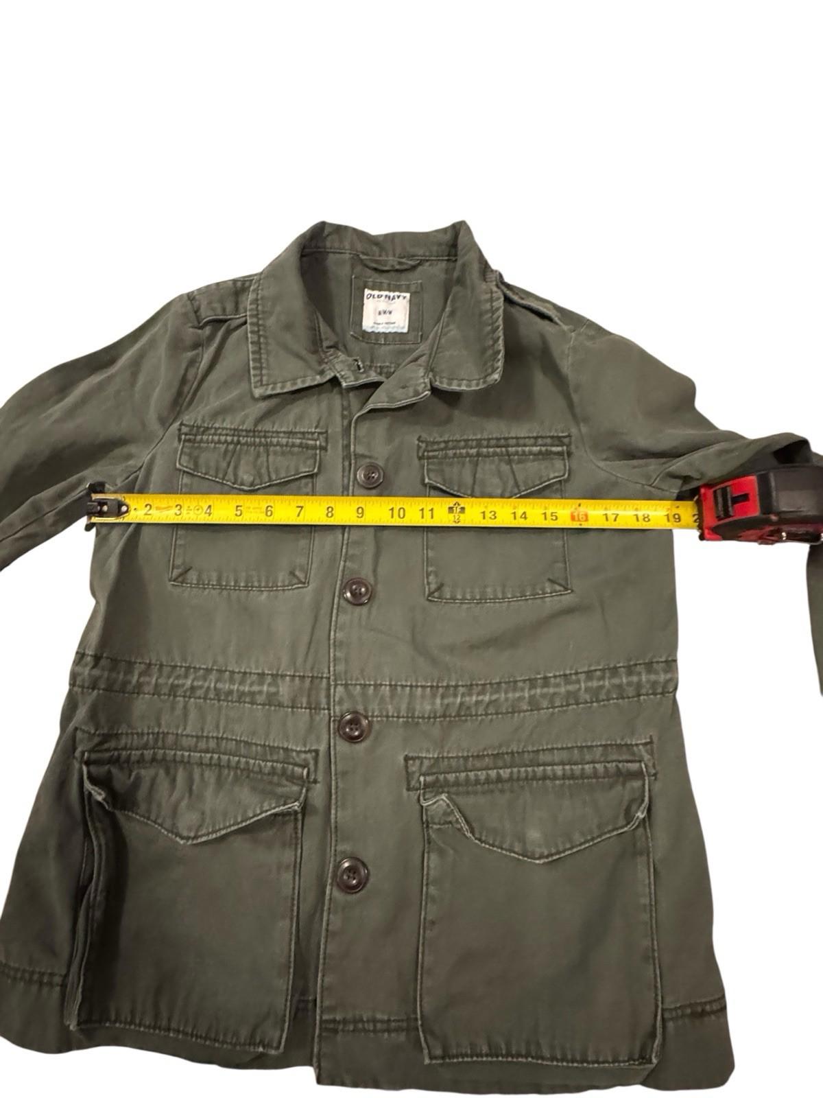 Old Navy Jacket Medium Utility Canvas Military Field Army Olive Long