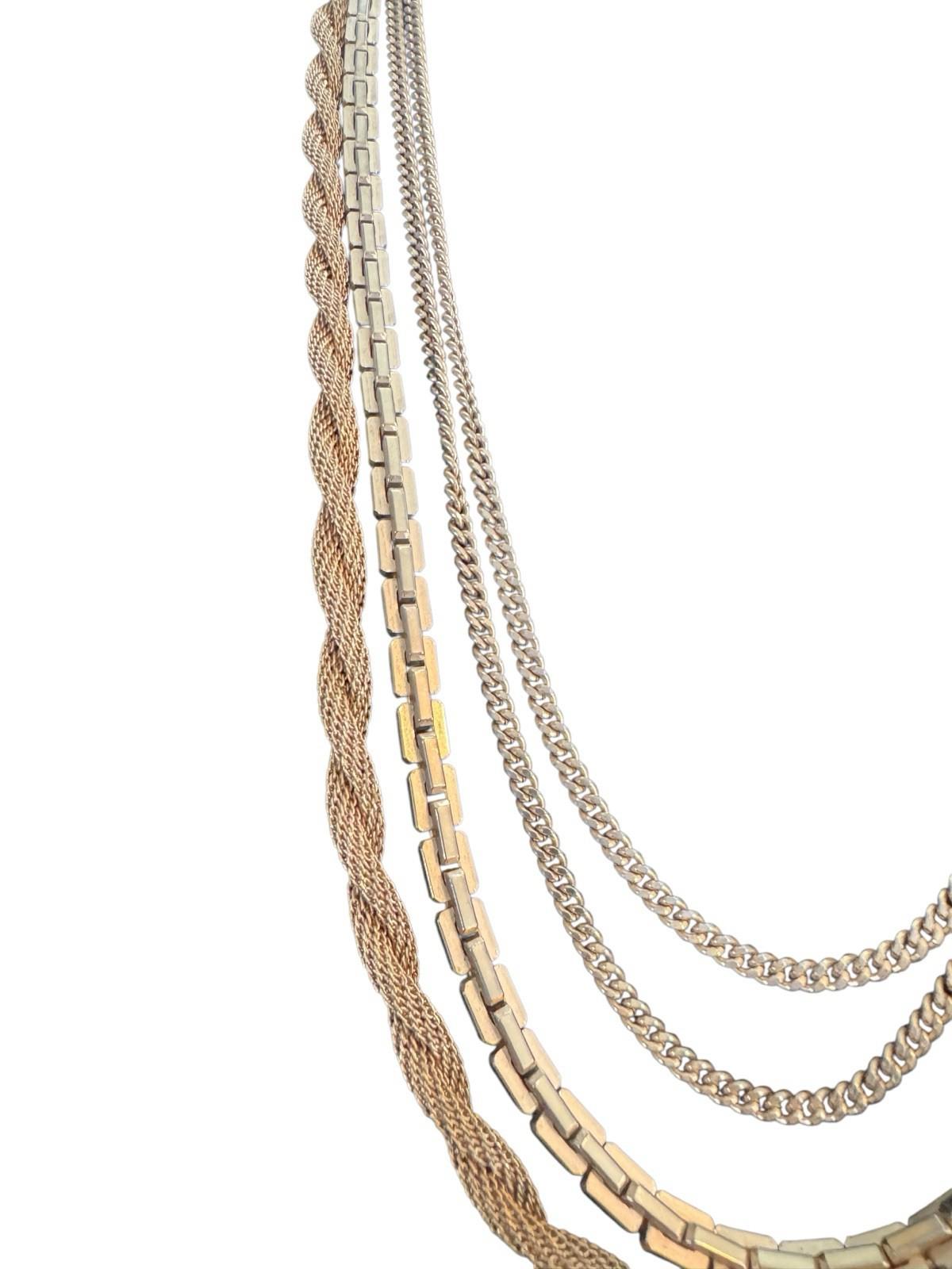 VENDOME LARGE DESIGNER HEAVY FOUR CHAIN GOLD TONE COSTUME NECKLACE