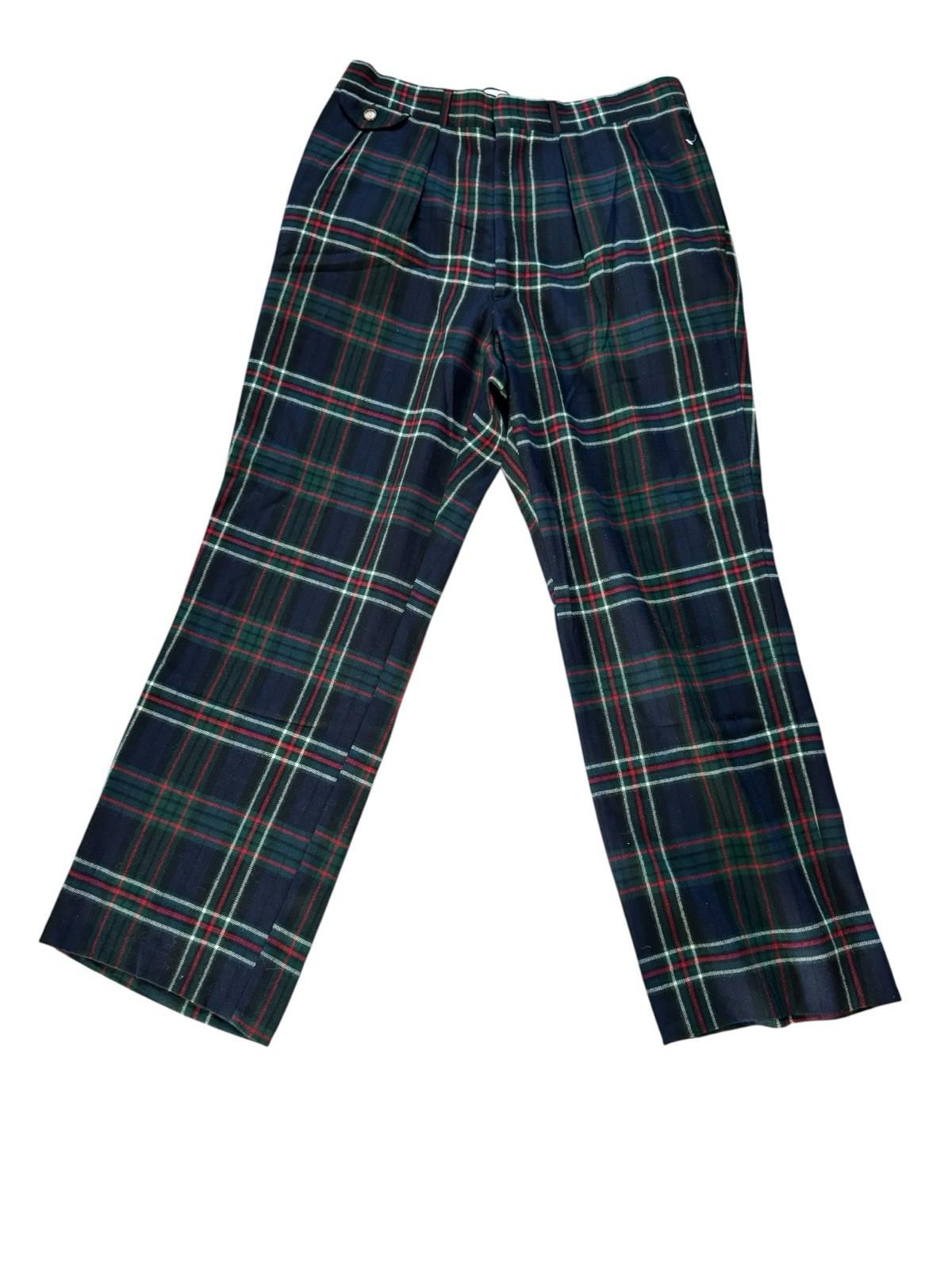 POSH Newport Beach Wool Plaid Pants With Suspender Buttons NWOT 31x28