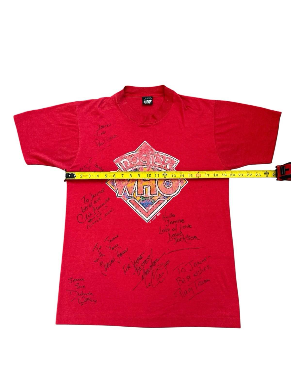 Signed Vintage 1989 BBC Doctor Who Tee T-Shirt Red Mens Large Cancel Year