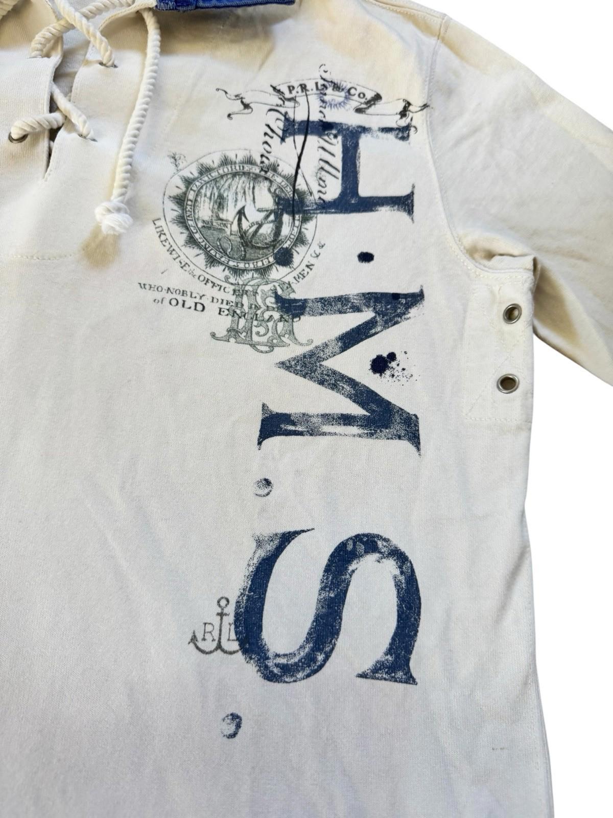 Vintage Polo Rugby Shirt HMS Ralph Lauren Preppy Yachting Sportsman Rope Ties M