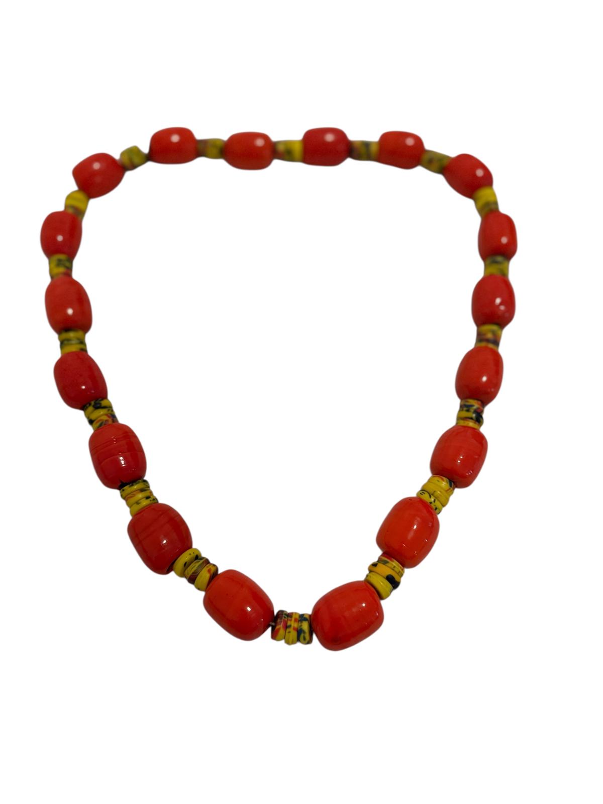 Vintage Large Ghana Kiffa Trade Bead Necklace Circa 1960s
