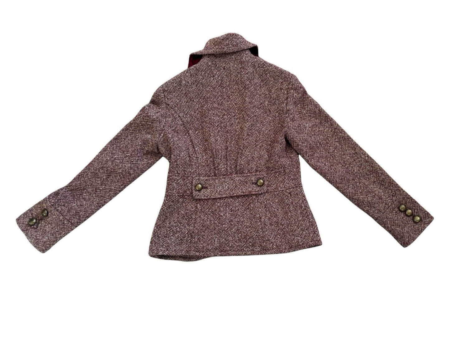 Vintage GUESS Tweed Wool Coat With Brass Buttons Velvet Lining Medium