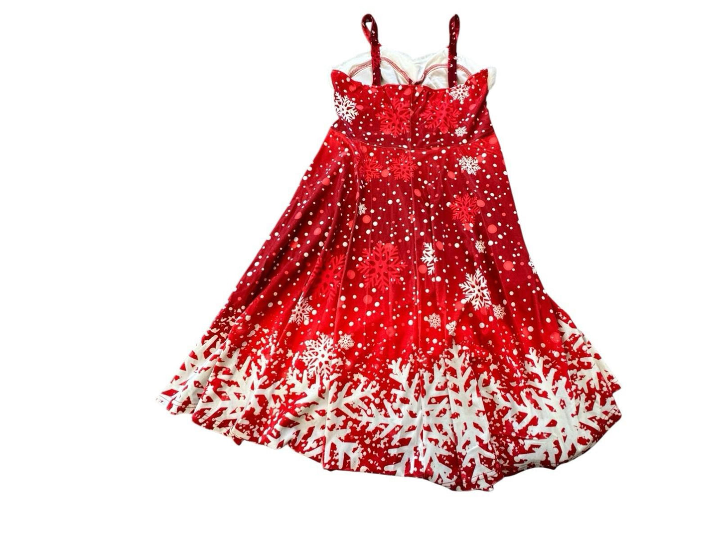 Chic Me Christmas Strap Dress Red Snowflake Stretch Faux Fur Sexy Mrs Claus Drag