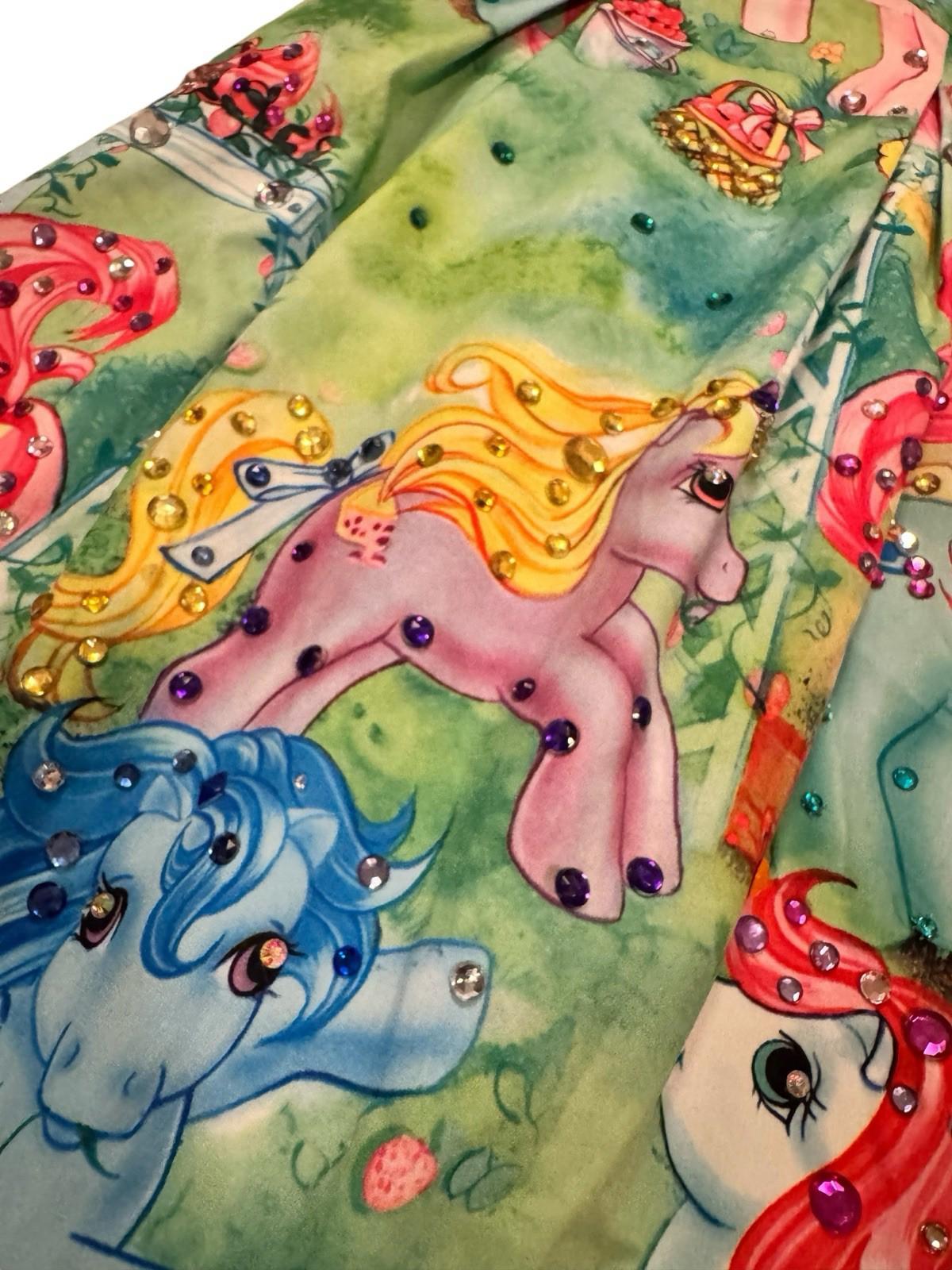 Iron Fist BEDAZZLED My Little Pony Dolls Mini Dress Colorful Drag Kawaii OOAK XL