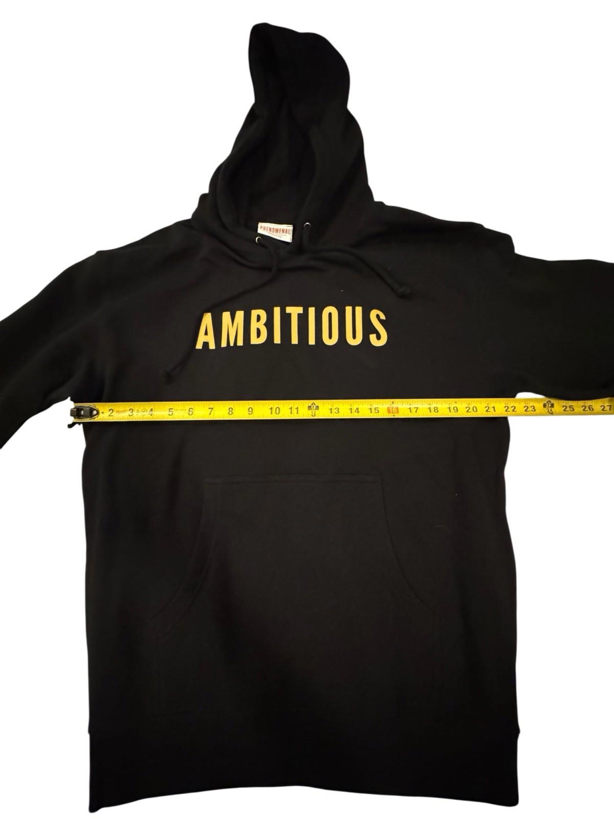 Phenomenal Brand AMBITIOUS Pullover Hoodie Sweatshirt Black Size Medium Mens