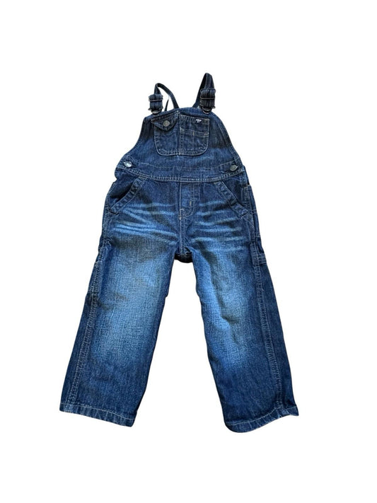OshKosh B'Gosh Blue Cotton Overalls Vestbak Train Conductor Toddler 24 Months