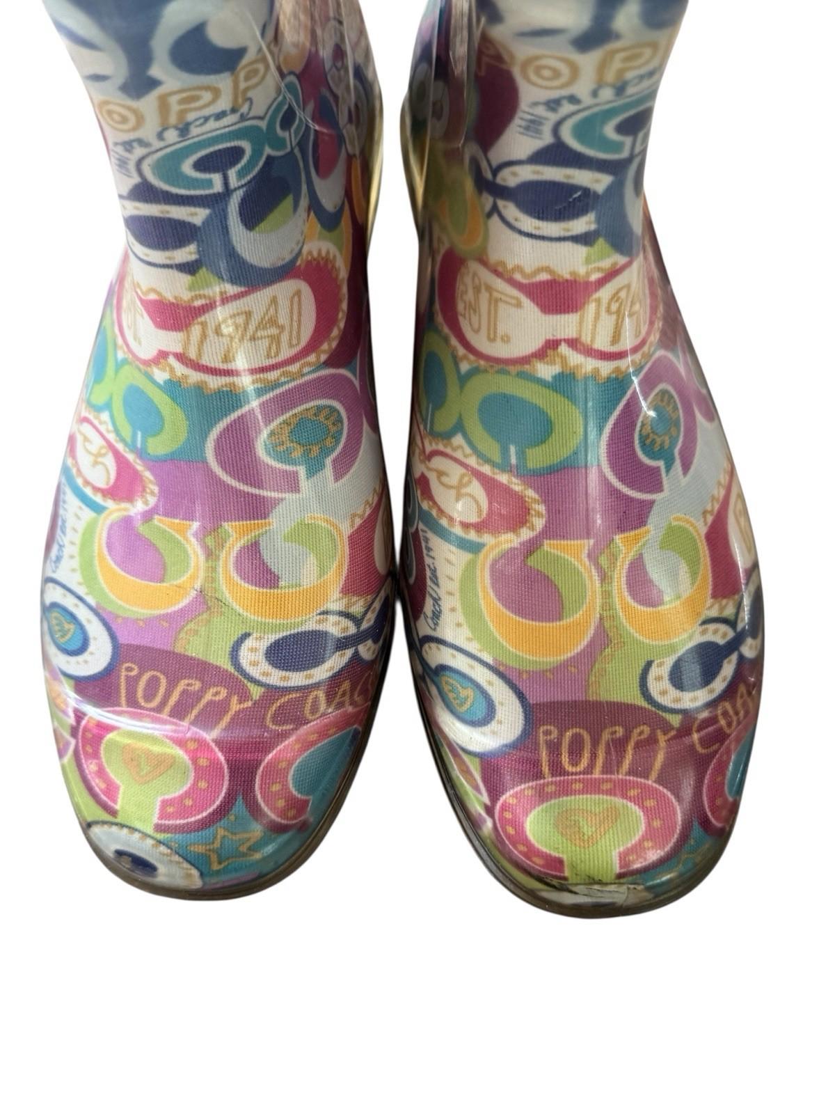 Coach Limited Edition Poppy Graffiti Colorful Rain Boots Size 7
