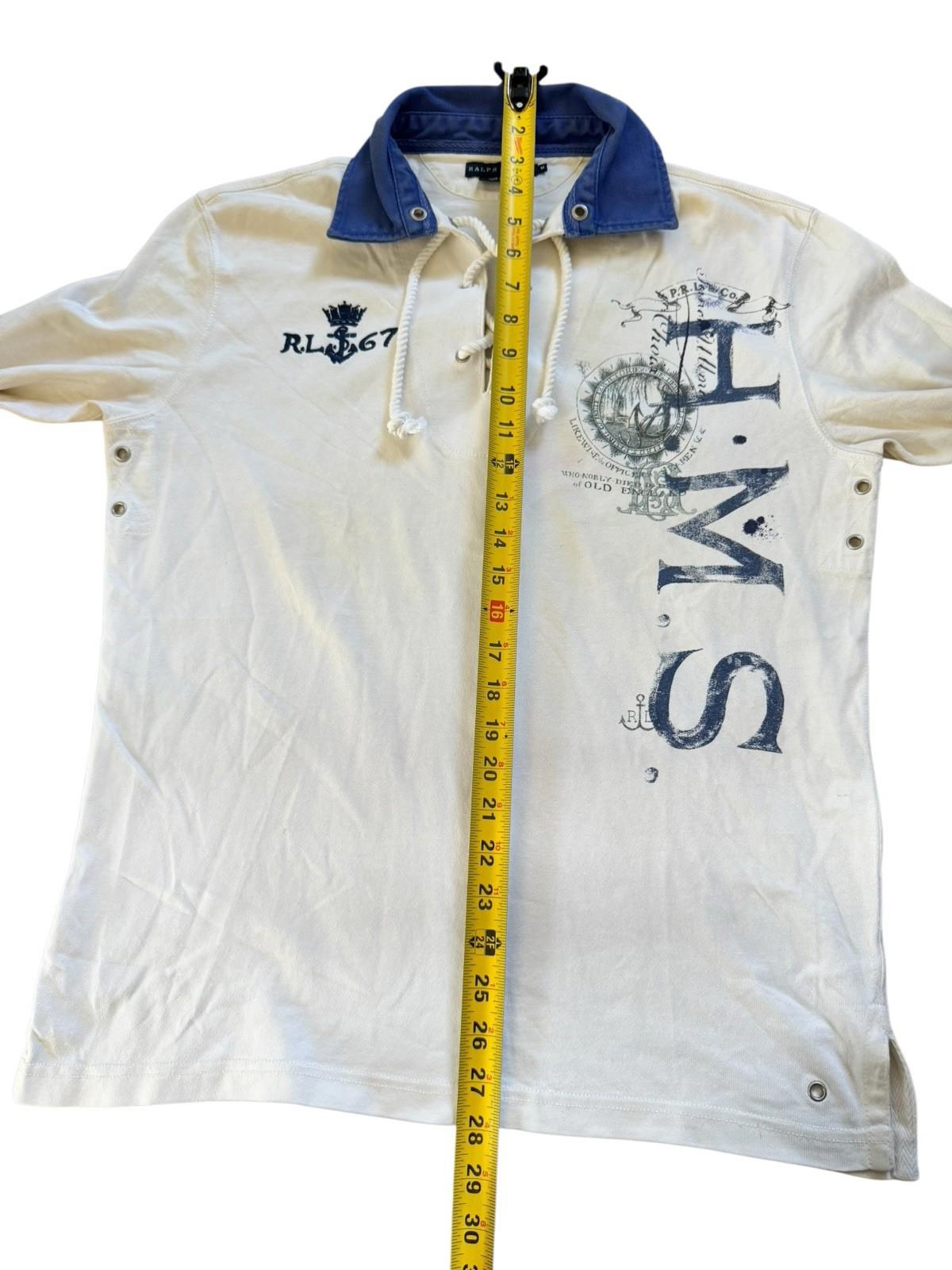 Vintage Polo Rugby Shirt HMS Ralph Lauren Preppy Yachting Sportsman Rope Ties M
