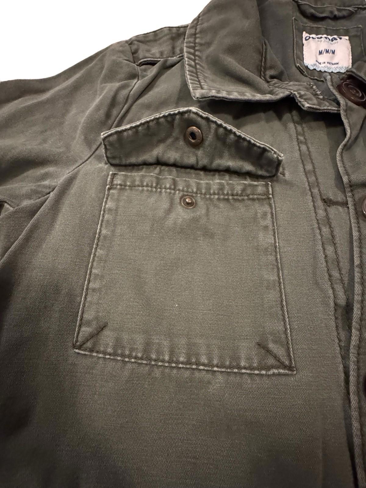 Old Navy Jacket Medium Utility Canvas Military Field Army Olive Long
