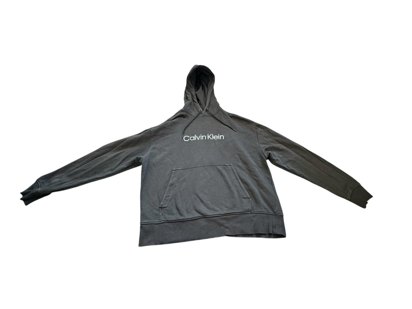 Calvin Klein Gray Hoodie Grey Mens Hooded Sweatshirt Pocket Drawstrings Small