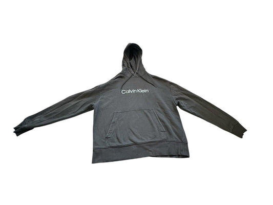 Calvin Klein Gray Hoodie Grey Mens Hooded Sweatshirt Pocket Drawstrings Small