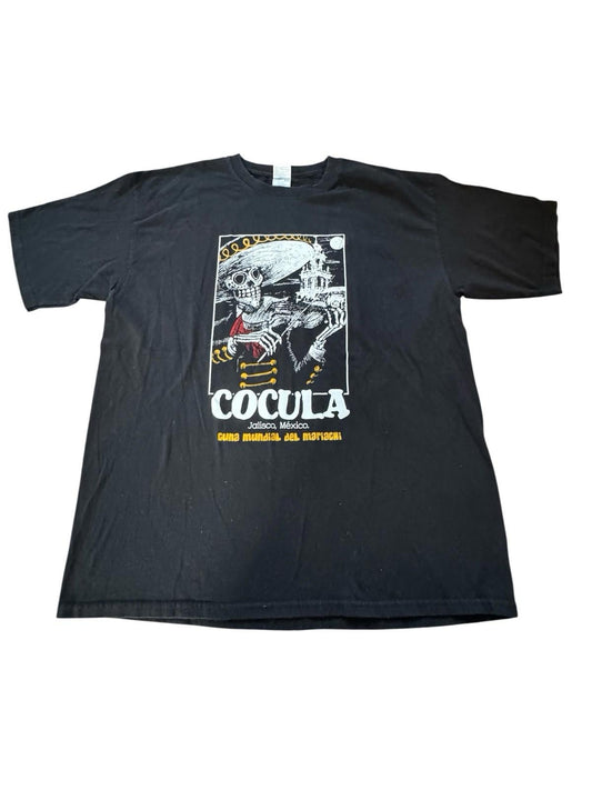 Vintage Super Rare Cocula Jalisco Mexico Mariachi Skeleton T-Shirt Size XL